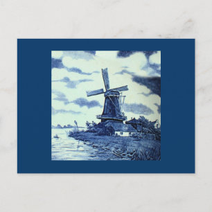 Vintage - Antique Delft Blue Tile - Kvarn Vykort