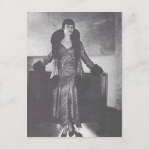 Vintage Antique Flapper Women Porträtt, Illustrat Vykort