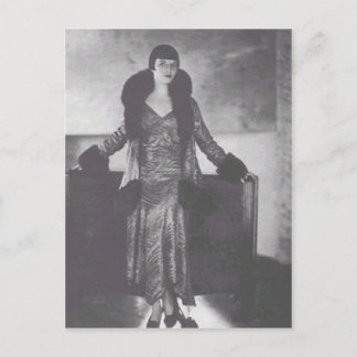 Vintage Antique Flapper Women Porträtt, Illustrat Vykort