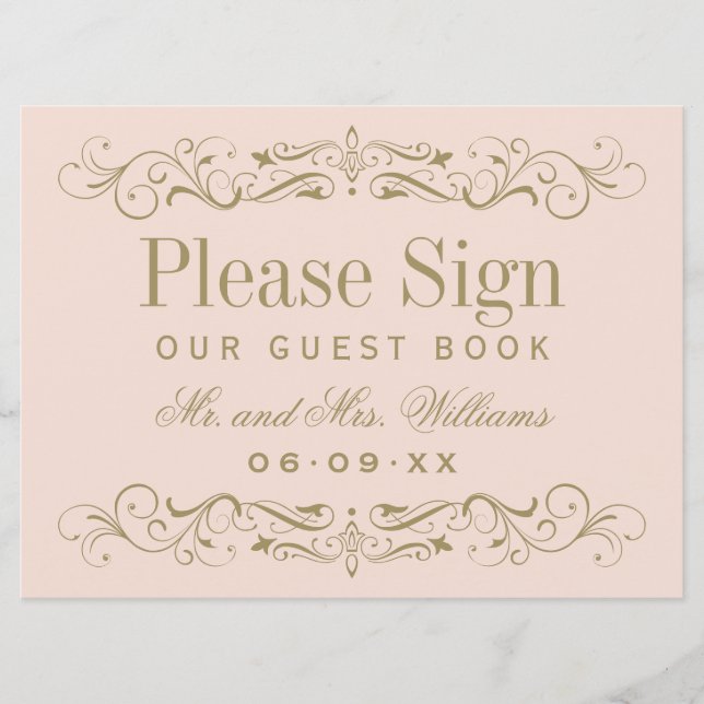 Vintage  Antique Flourish Bröllop Guest Bok (Framsida)