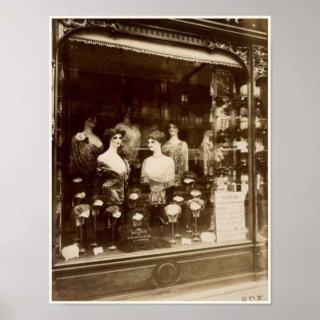 Vintage Antique Fransk Hair Salon Coiffure Poster (Framsidan)