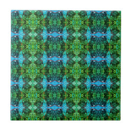 Vintage Antique Grönt Blue Art nouveau Kakelplatta