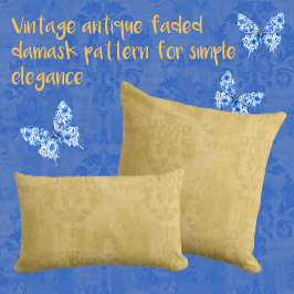 Vintage Antique Guld Damask Pattern Kudde