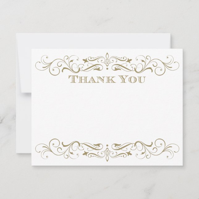 Vintage Antique Guld Flourish Bröllop Anteckningskort (Framsida)