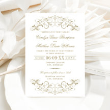 Vintage Antique Guld Flourish Bröllop