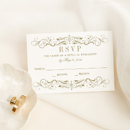 Vintage Antique Guld Flourish Bröllop OSA Card
