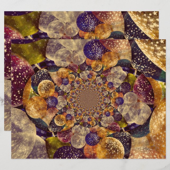 Vintage Antique Guld Lila Balloons Kaleidoscope (Fram/baksida)