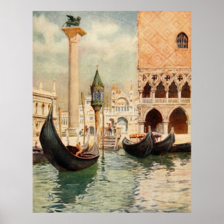 Vintage Antique Italien Venice Gondola Shrine Poster