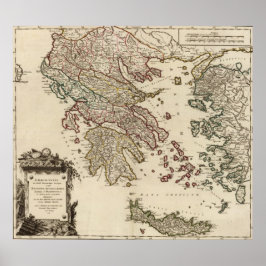 Vintage Antique Karta i det antika Grekland Graeci Poster