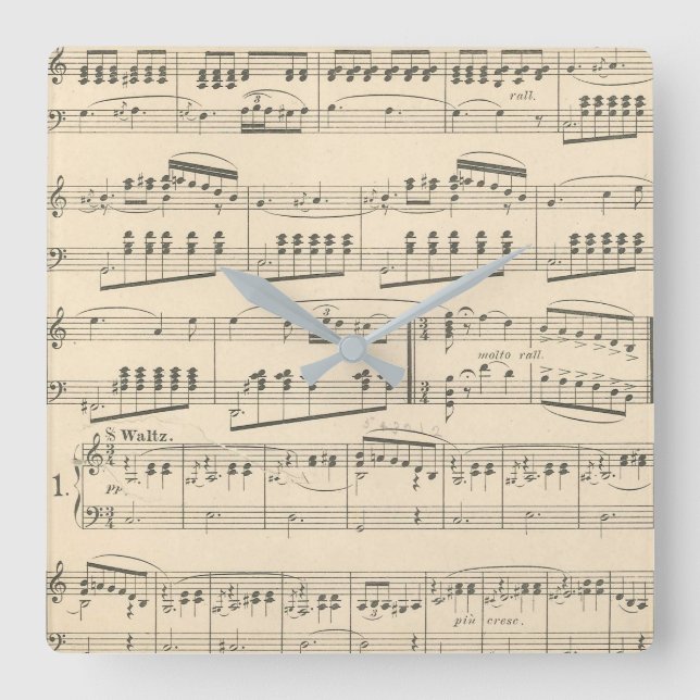 Vintage Antique Lakan Music Wall Clock Fyrkantig Klocka (Framsida)