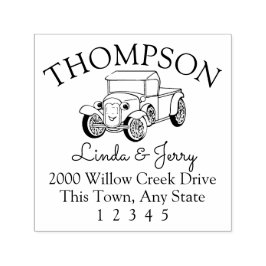 Vintage Antique Lastbil Adress Självfärgande Stämpel