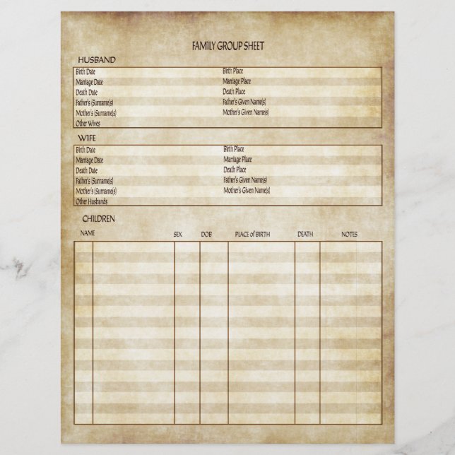 Vintage Antique look Genealogy Family Group Lakan Reklamblad (Framsidan)