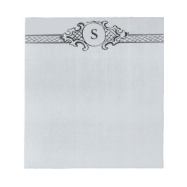 Vintage Antique Monogram Grått Blue Bröllop Anteckningsblock