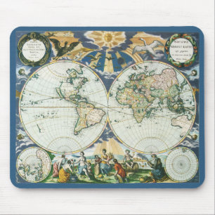 Vintage Antique Old World Map, 1666 av Pieter Goos Musmatta