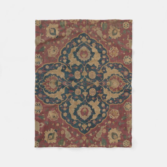 Vintage Antique Oriental Persian Red Mönster Fleecefilt (Framsidan)