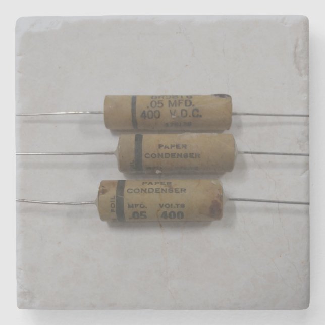 Vintage Antique Radio Capacitors Stone Underlägg (Framsidan)