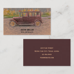 Vintage Antique Retro Brown Classic Car Sketch Visitkort