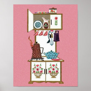 Vintage Antique Retro Kökaffe Pot Poster