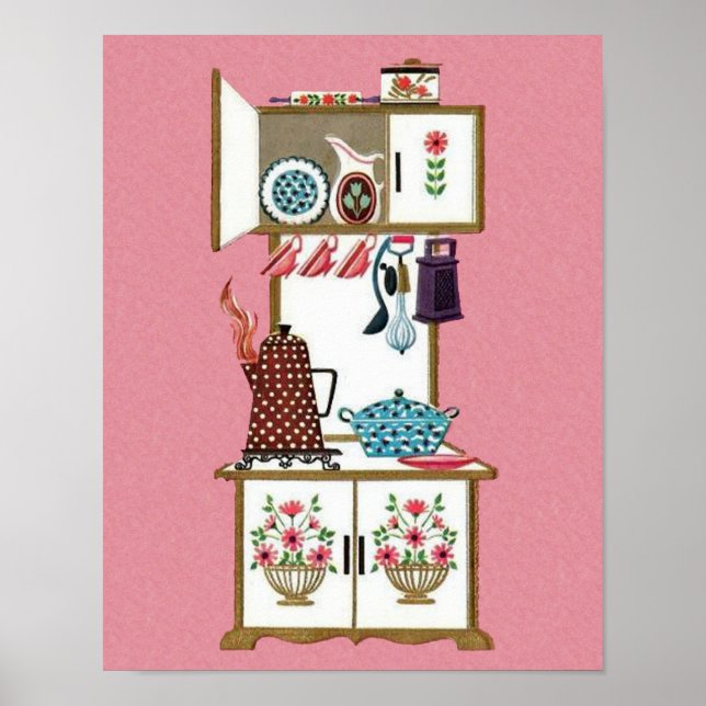 Vintage Antique Retro Kökaffe Pot Poster (Framsidan)