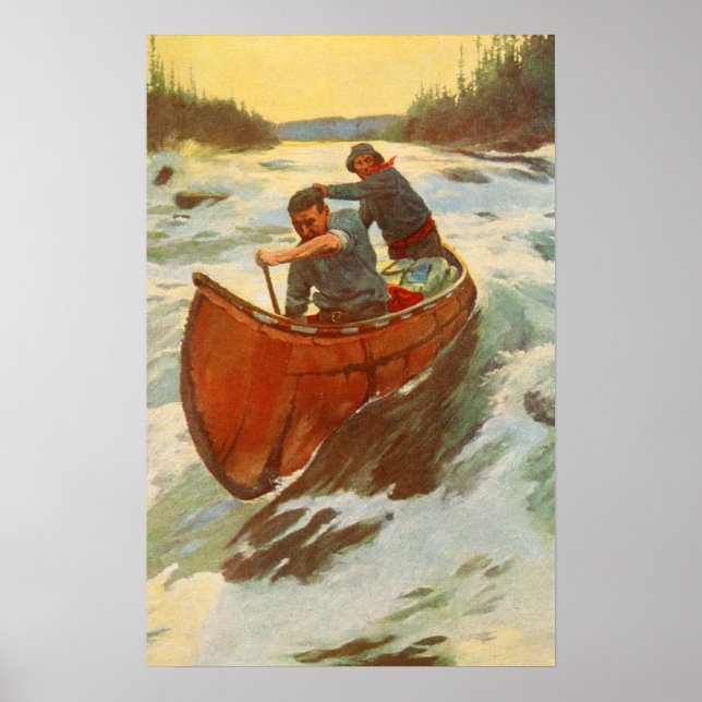 Vintage Antique River Rapids Canada Oliver Kemp Poster (Framsidan)