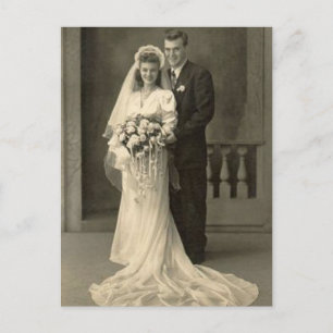 Vintage Antique Romantic Bride and Groom Photos Vykort