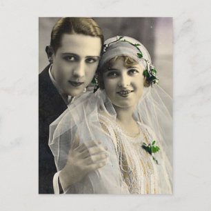 Vintage Antique Romantic Bride and Groom Photos Vykort