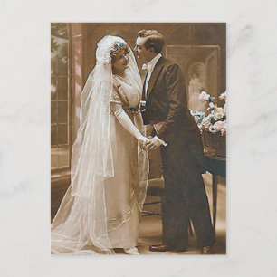 Vintage Antique Romantic Bride and Groom Photos Vykort