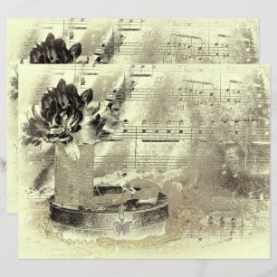 Vintage Antique Sepia Beige Black Lakan Music