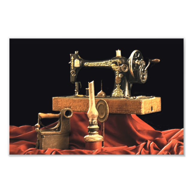 Vintage Antique Sewing Maskin Fototryck (Framsidan)