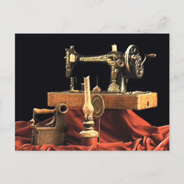 Vintage Antique Sewing Maskin Vykort (Framsida)