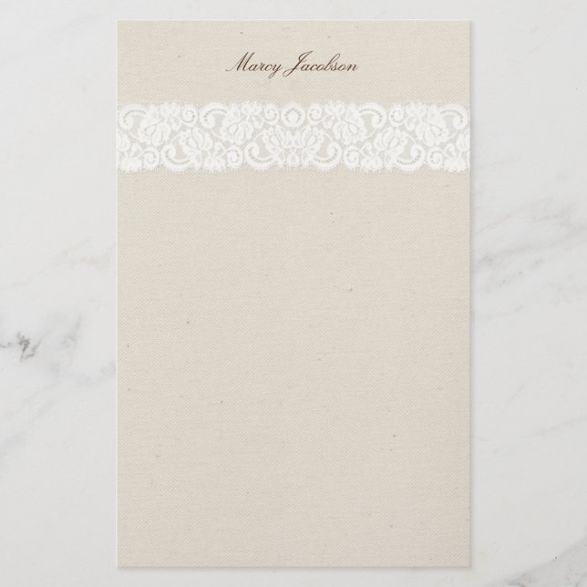 Vintage Antique Snöre & Canvas Personal Stationery Brevpapper (Framsida)