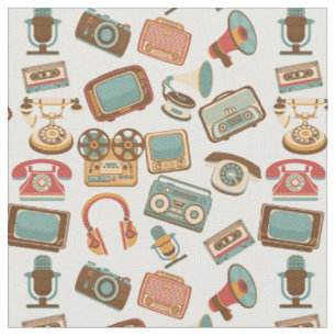 Vintage Antique Telefoner, TV, inspelningsspelare, Tyg
