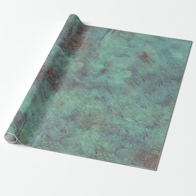 Vintage Antique Textured Teal Brown Decoupage Presentpapper (Utrullad)