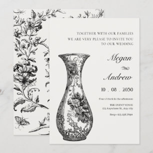 Vintage antique vas bröllop inbjudningar