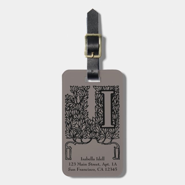 Vintage Antique Victorian Monogram Brev I Bagagebricka (Vertikal Framsida)