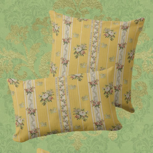Vintage Antique Wallpaper Yellow  Kudde (Vintage antique wallpaper)