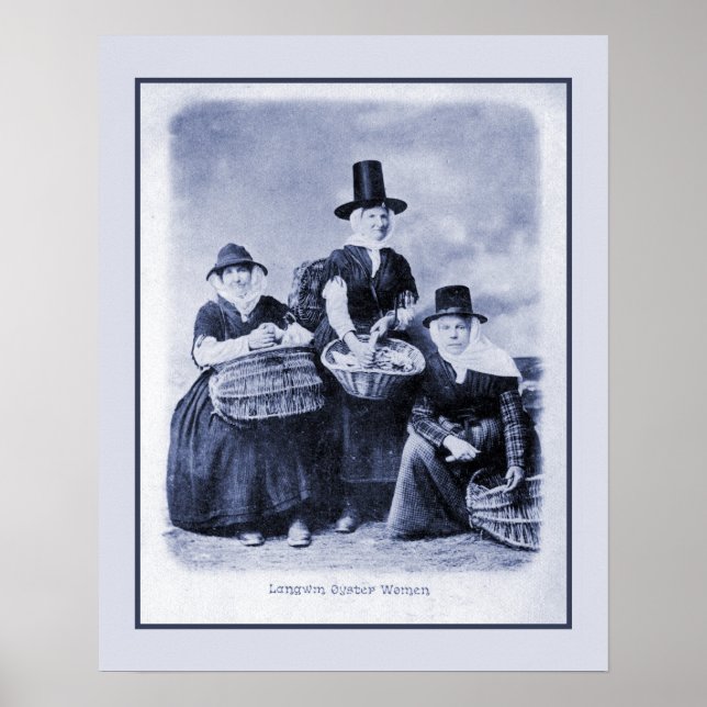 Vintage antique Welsh Oyster Women Poster (Framsidan)