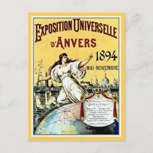 Vintage antique world expo Antwerpen 1894 Vykort