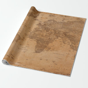Vintage Antique World Map Presentpapper
