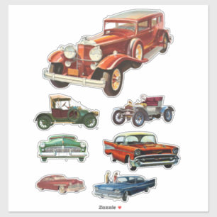 Vintage Antiques Classic Cars Automobiles art Klistermärken