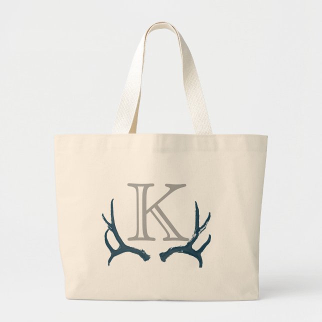 Vintage Antler Monogram Large Tote Jumbo Tygkasse (Framsidan)