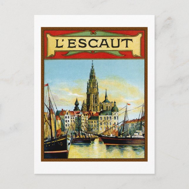 Vintage Antwerpens portvyreklam Vykort (Framsida)