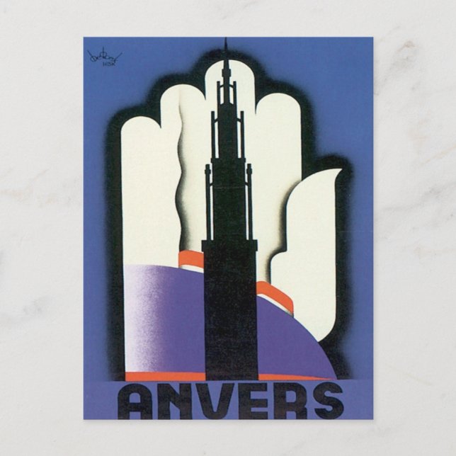 Vintage Anvers Antwerpen Vykort (Framsida)