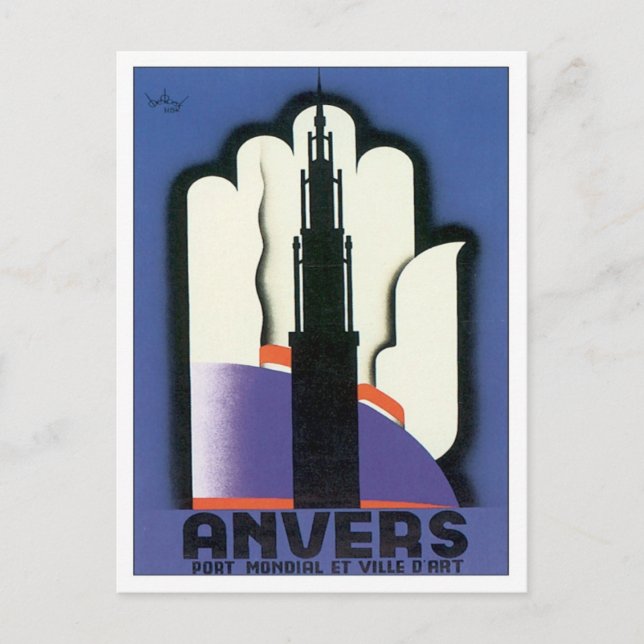 Vintage Anvers Antwerpen Vykort (Framsida)