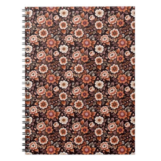 Vintage apelsinblommig presentpapper anteckningsbok (Framsidan)