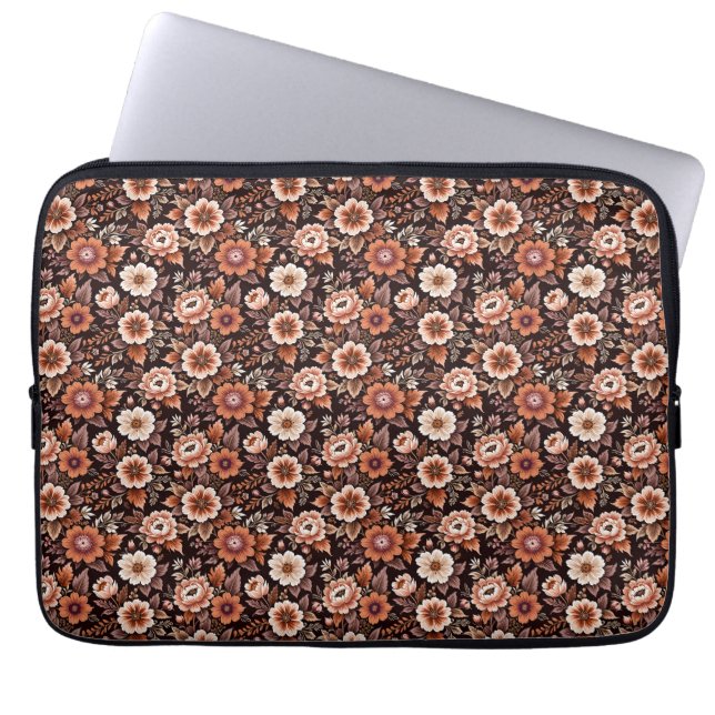 Vintage apelsinblommig presentpapper laptop fodral (Framsidan)