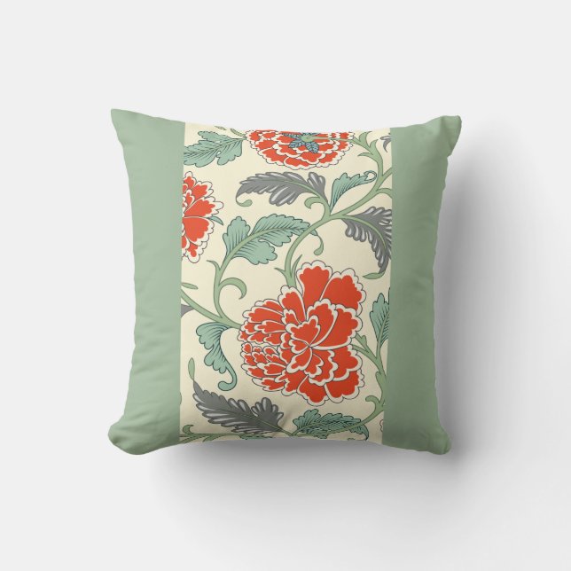 Vintage apelsinfloralmönster  kudde (Framsida)