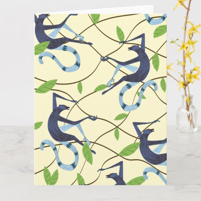 Vintage-apor Kort (Gul blomma)