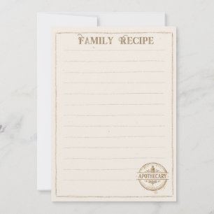 Vintage Apoteks Familje Receptkort