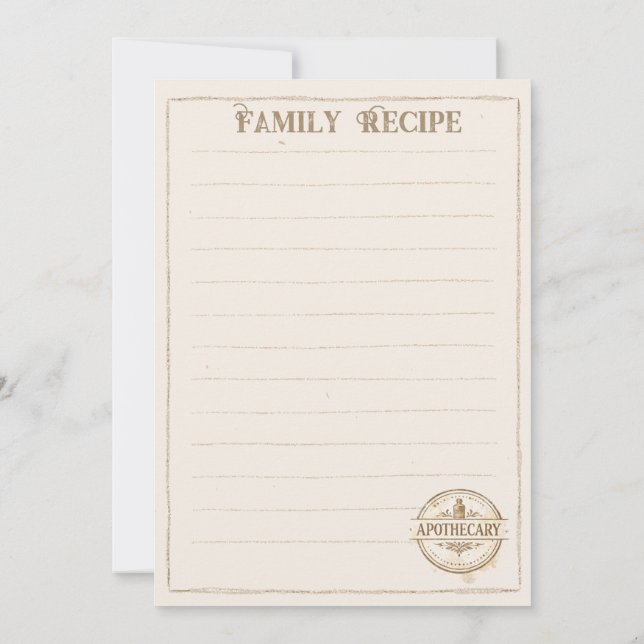 Vintage Apoteks Familje Receptkort (Baksida)